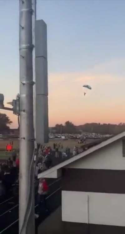to skydive onto a high school football field tonight :/
