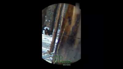 RU POV. Ukrainian soldier is hit by RU sniper at relatively close range