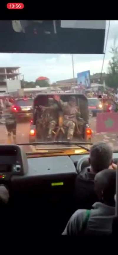 The Moroccan national football team’s way to the airport in Guinea after the putsch