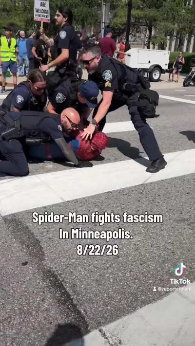 Spider-man at Jake Lang’s protest today