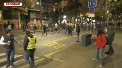 Reporters getting assaulted and insulted in front of cops who are just watching