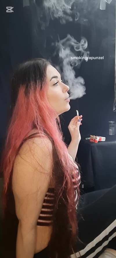 Side profile view as i blow creamy big clouds, very visible smoke🤍