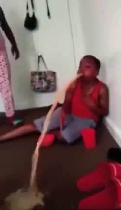 mam beats her kid after he gets sick