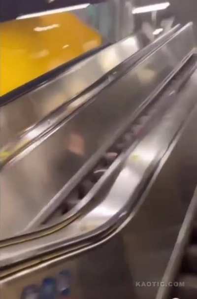 To ride the escalator the wrong way