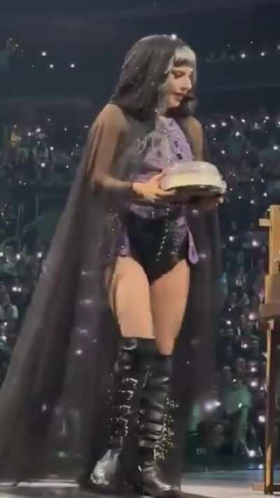 Lady Gaga Receives a Birthday Cake From A Fan At Her Show in Boston