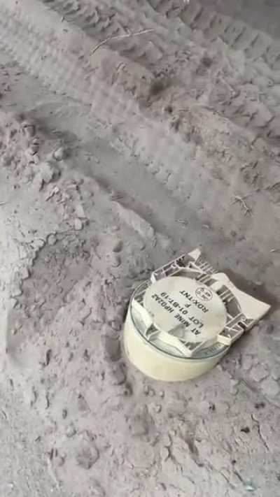Ru pov. Russian soldiers avoided a French AT mine by inches and show another vehicle that wasn't so lucky
