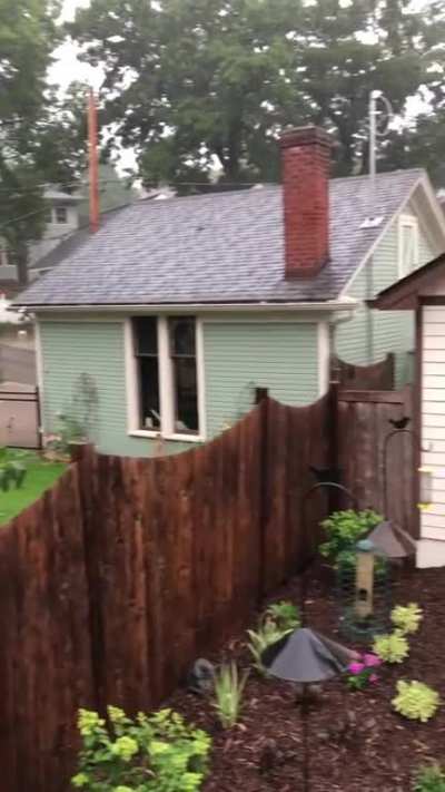 Midsummer downpour in Minneapolis, featuring my folks’ rain chain