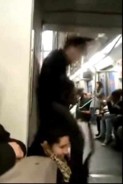 Crazy guitarist on subway train