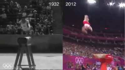 Gold medal-winning vaults 80 years apart (Men's Gymnastics)