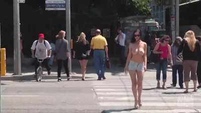 Big tits in public