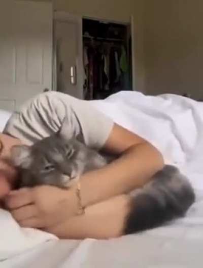 Non-forced snuggle.