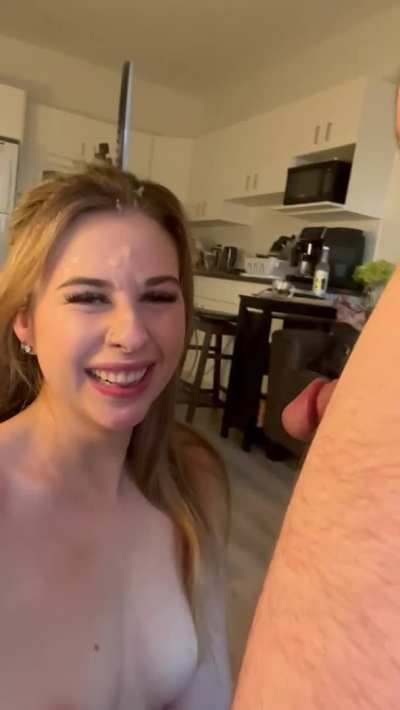 I’m always happy with cum on my face!