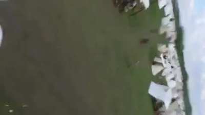 flying over a russian medieval festival