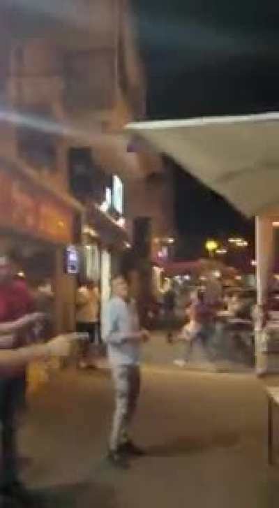 A missile from Gaza hits a bus in Holon, Israel