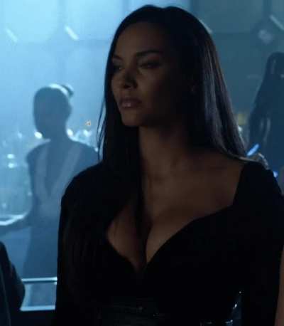 Jessica Lucas’s breasts barely fit her outfit!