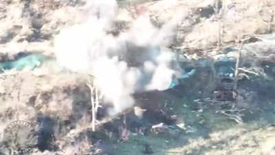 A Ukrainian soldier is caught masturbating and has his trench hit by a drone