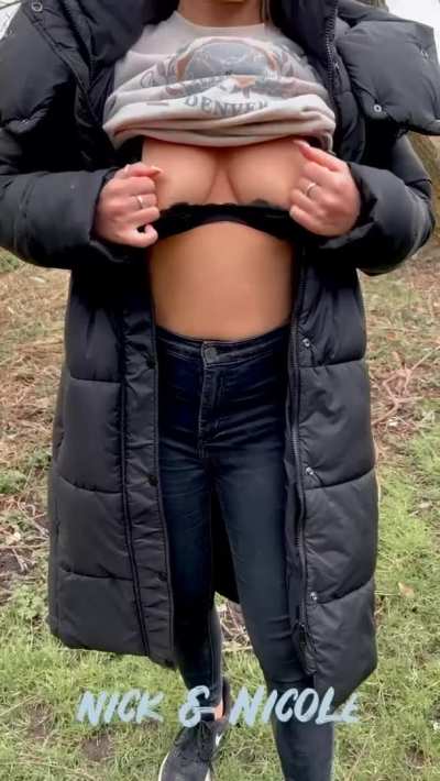Celebrating 10K steps with a risky reveal of my natural tits [OC] [DROP]
