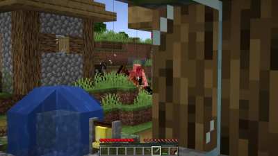 Beating Minecraft while hostile mobs attack you