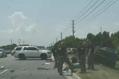 PIT maneuver ejects driver + timelapse of aftermath