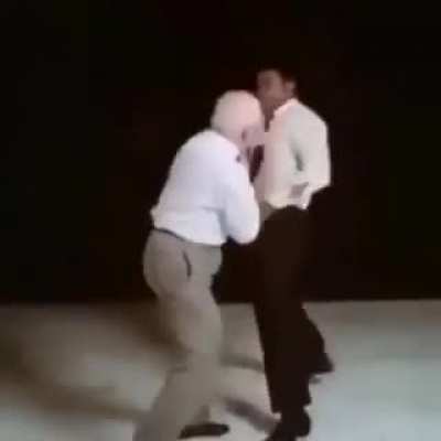 Cus D'Amato at 67, dodges and lands a shot on a 28-year-old Muhammed Ali (1970)