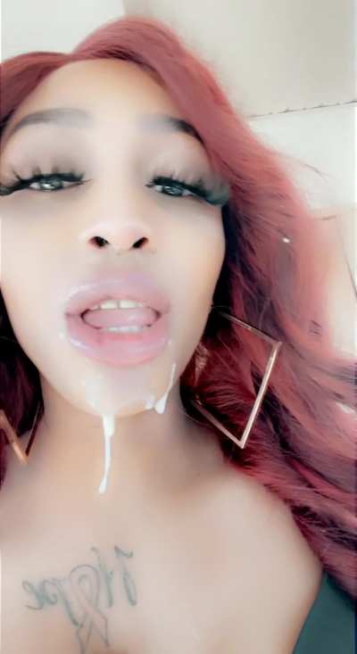 Wearing his cum