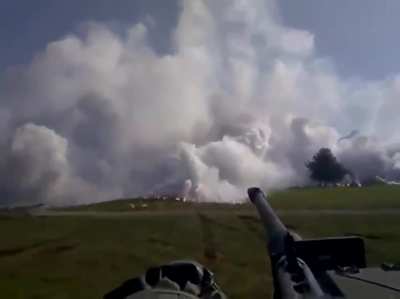 Panzerhaubitze 2000 deploying smoke screen