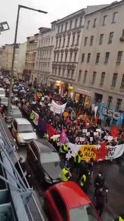 Kurdish demonstrators in Berlin asking for removal of Kurdistan Workers Party in the Germany's terror list