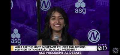 Candidate running for student government doesn't finish answer on time and crashout ensues