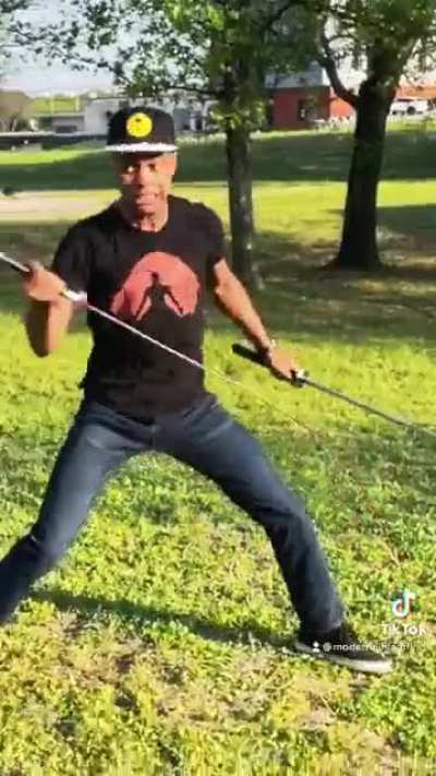 Still working on 3 swords but here is my take on Zoro’s 2 sword style