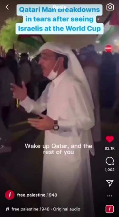 Opinions on this Qatari man gets emotional seeing Israelis entering Qatar??? He speaks wise words 🥺🇶🇦🇮🇱