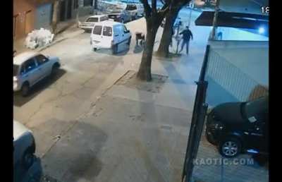 Man rams van into the muggger who attacked his dear old mom!