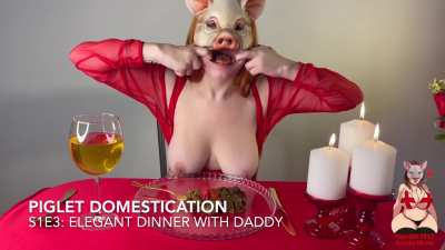 GingerCris - Piglet Domestication: S1E3 Elegant Dinner with Daddy 1080p/60fps 37m39s [F] 🐷💩👅👩🏻‍🦰