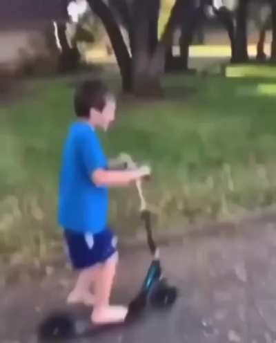 cassualy driving a scooter