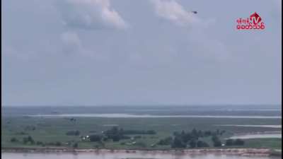 [Myan<wbr>mar/B<wbr>urma] Kachin Independence Army targeted 2 out of 3 junta Mi-17 helicopters in Bhamo with FPV drones. One of them crashed near Shwegu. 5/20/2025