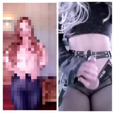 You either look at the pretty censored redhead on the left or look at the cute sissy on the right