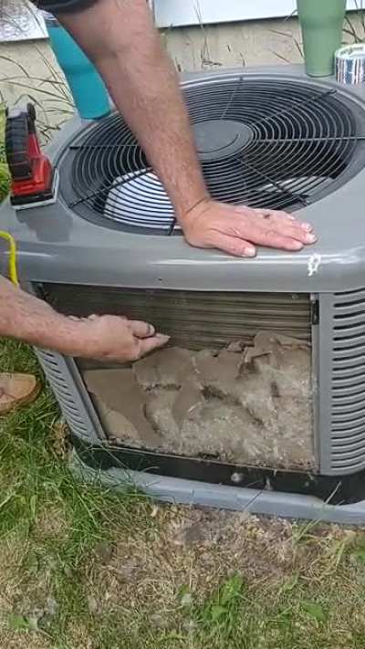 We are bad homeowners... couldn't figure out why our 3 year old central air unit wasn't able to keep up with the heat this week. Duh.