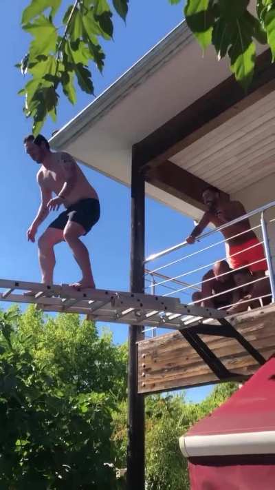 Diving board made of ladders