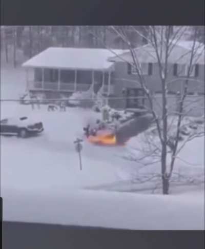 Removing snow with fire, it ain't stupid if it works.
