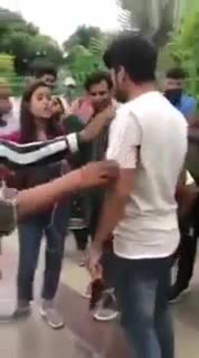 Girl Spilled drink and slapped before getting it back