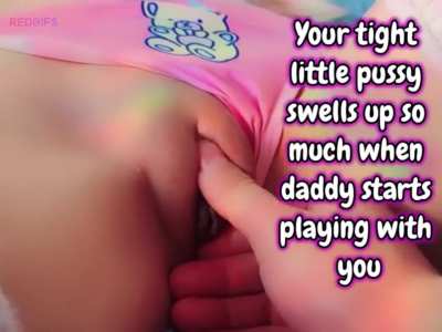 Baby girl pussy gets tight at daddy’s touch