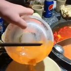 Ice absorbing the oil and comes off in pieces.