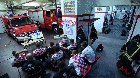 Croatian Firefighters deploying during a football match.