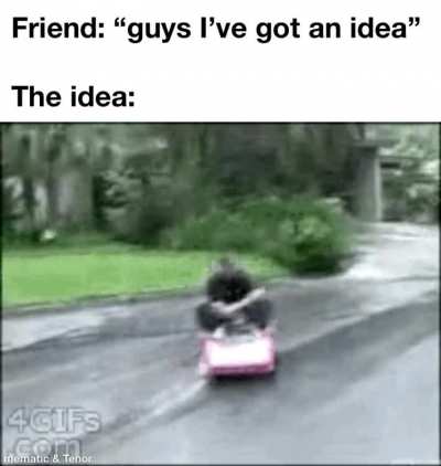It always involves a toy car and a hill
