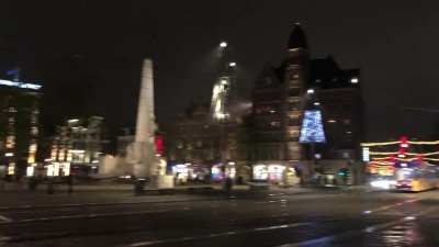 Dam Square at night after the new corona rules
