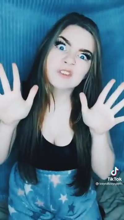 Practicing her cartoon facial expressions