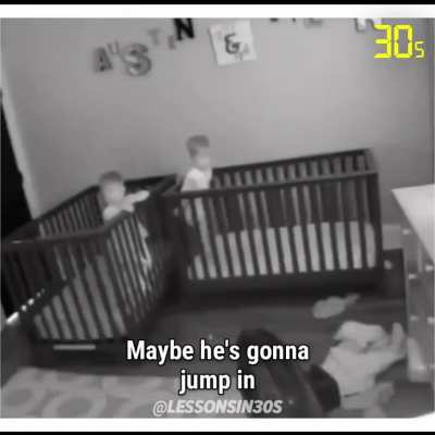 Little boy's technique with his brother