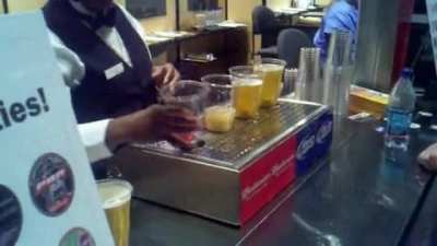 Bottoms up Beer dispensing system.
