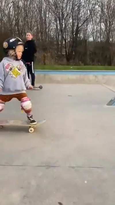 This 4-year-old skateboarding