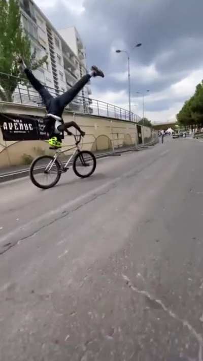 At least he has a helmet on.