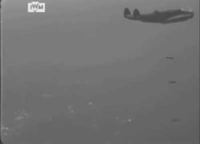 Avro Lancaster bombers of the RAF 106 Squadron bombing Plzeň, Czechoslovakia (now Czech Republic). 13/May/1943 WWII